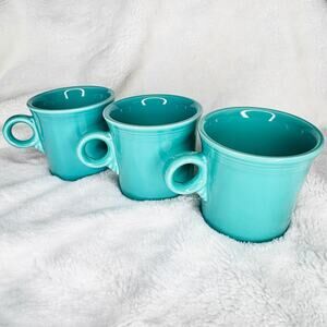Fiestaware Turquoise Tom & Jerry Fiesta USA Coffee Pottery Mug 12 oz set of 3